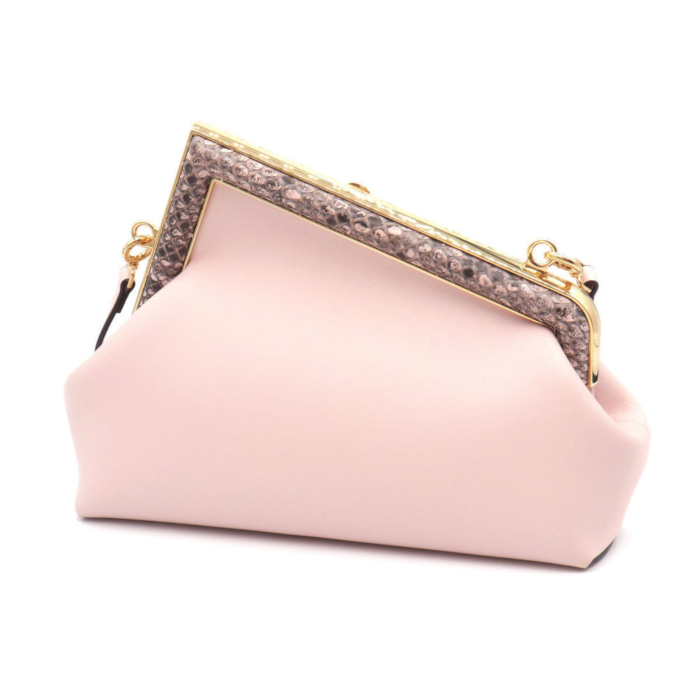 Fendi First Python Clutch Bag Pink - image 2